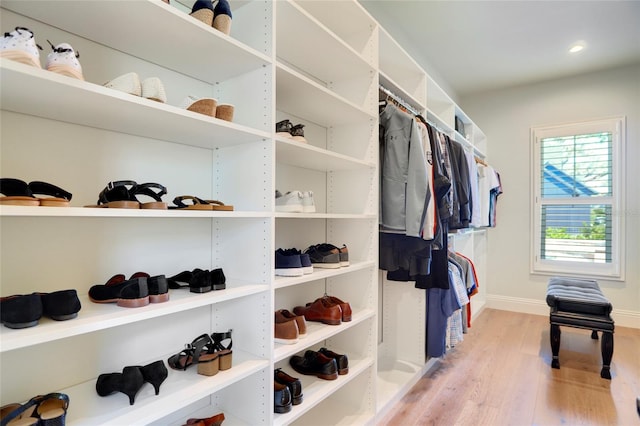 spacious closet with light wood-type flooring