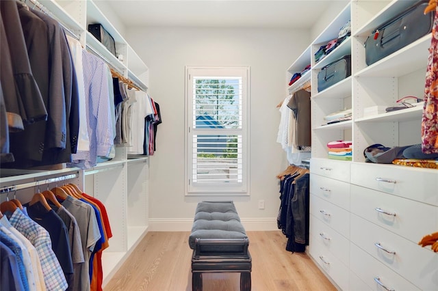 walk in closet featuring light wood-type flooring