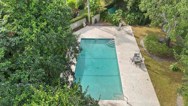 view of swimming pool with a patio