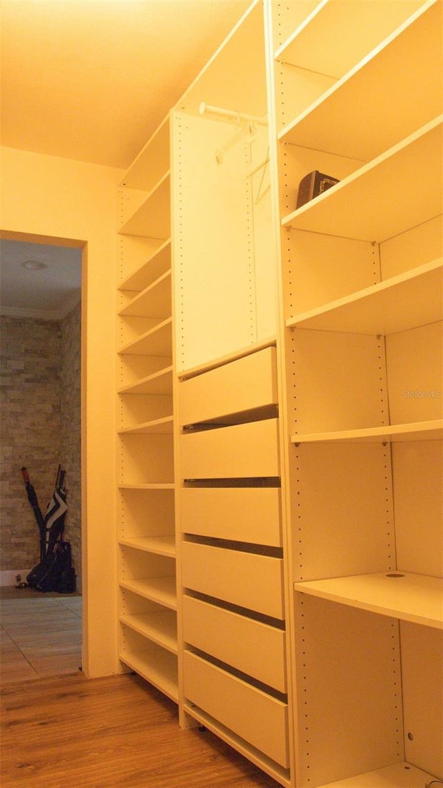 spacious closet featuring hardwood / wood-style floors