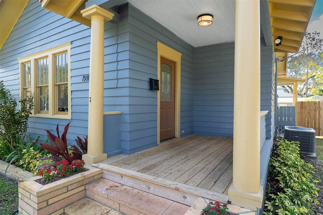 entrance to property featuring central AC