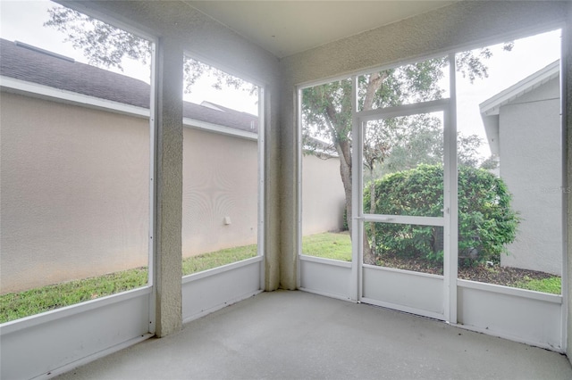 view of unfurnished sunroom
