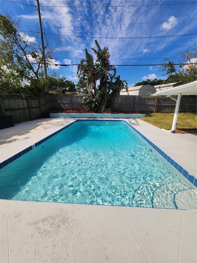 view of swimming pool with a patio