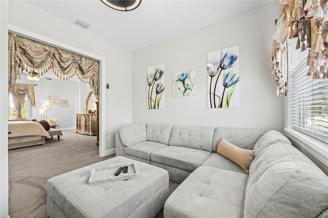 living room with carpet floors