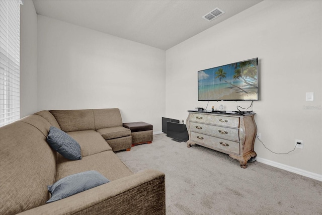 living room featuring carpet floors