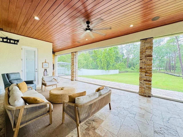 view of patio / terrace with an outdoor hangout area and ceiling fan