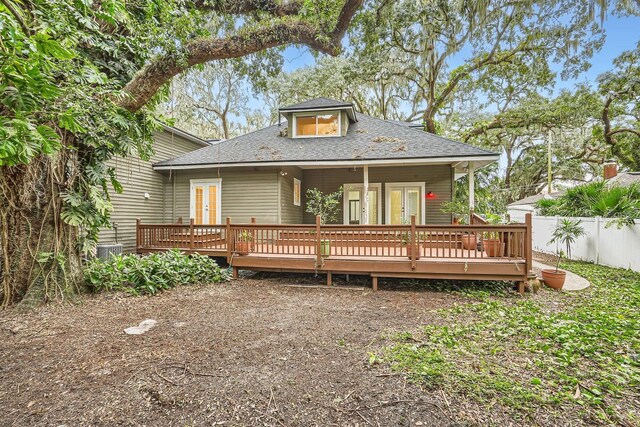 734 S Mills Ave, Orlando, FL 32801 - back of house with fence, french doors, and a wooden deck
