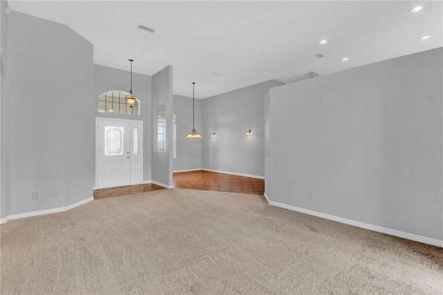 4538 Nottoway Dr, Leesburg, FL 34748 - interior space featuring baseboards, recessed lighting, visible vents, and carpet