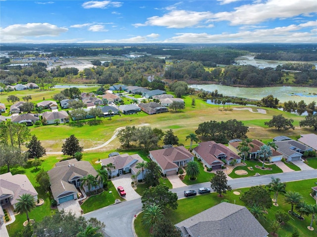 aerial view with a water view and a residential view