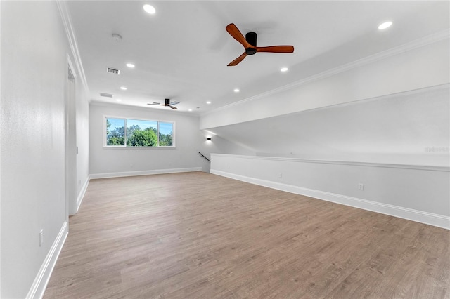 bonus room featuring light hardwood / wood-style flooring and ceiling fan