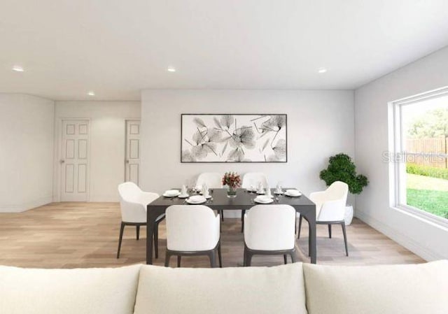 dining area featuring hardwood / wood-style floors and plenty of natural light