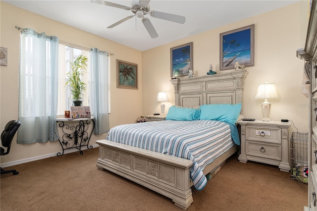 bedroom with carpet and ceiling fan