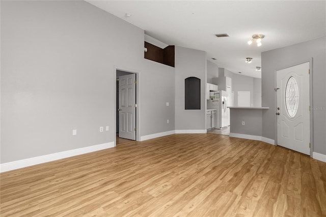 unfurnished living room featuring light hardwood / wood-style floors