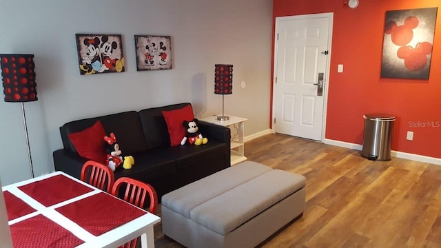 living room with hardwood / wood-style floors