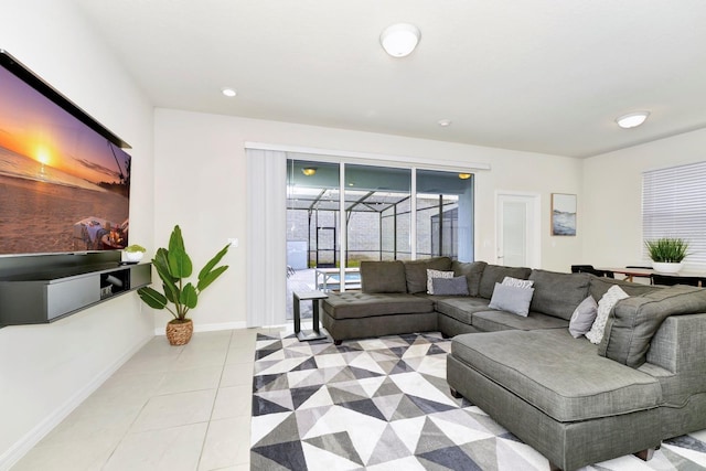 view of tiled living room