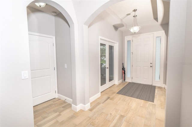 foyer featuring light wood-type flooring