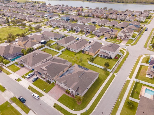 bird's eye view featuring a water view