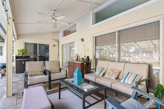 view of patio / terrace with an outdoor hangout area and ceiling fan