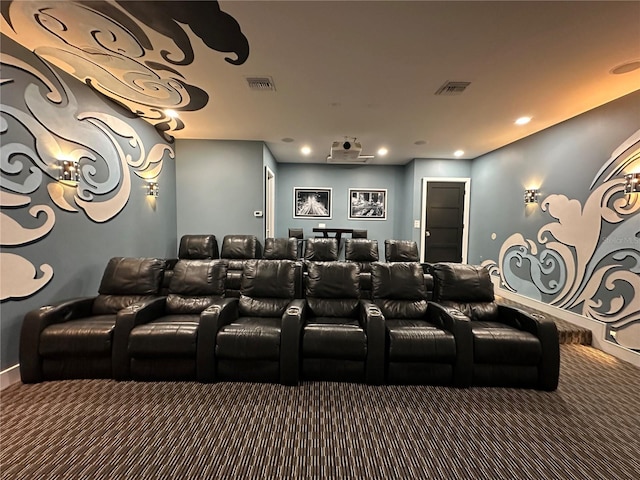 view of carpeted cinema room