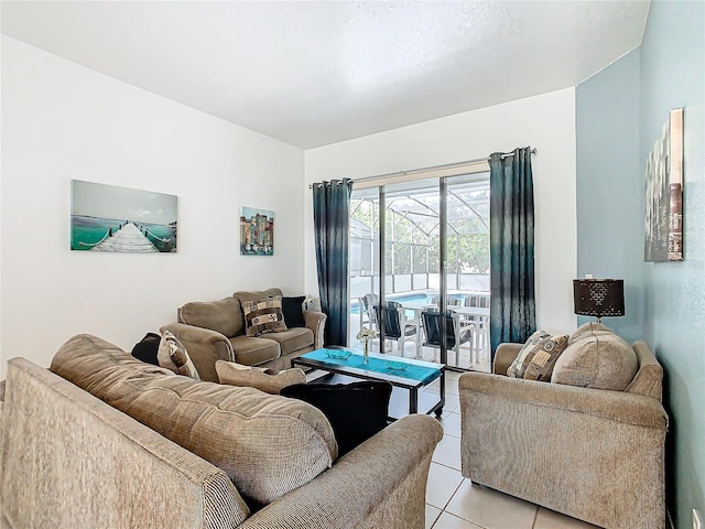 view of tiled living room