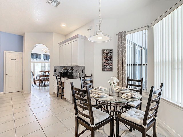 view of tiled dining room