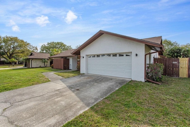 ranch-style home with a front yard and a garage