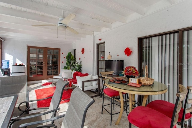 view of patio / terrace featuring french doors and ceiling fan