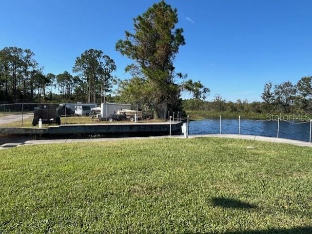 view of yard with a water view