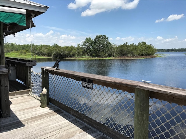 view of dock featuring a water view