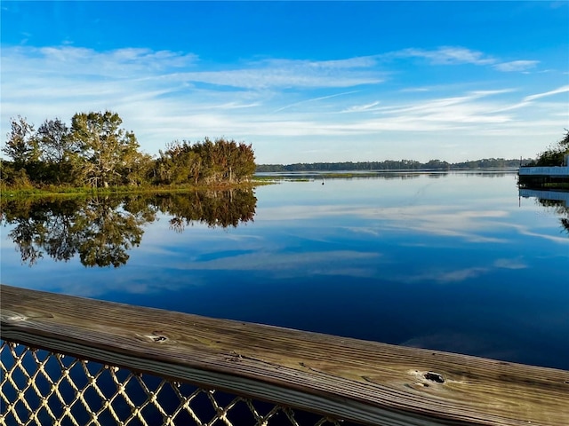 view of dock featuring a water view