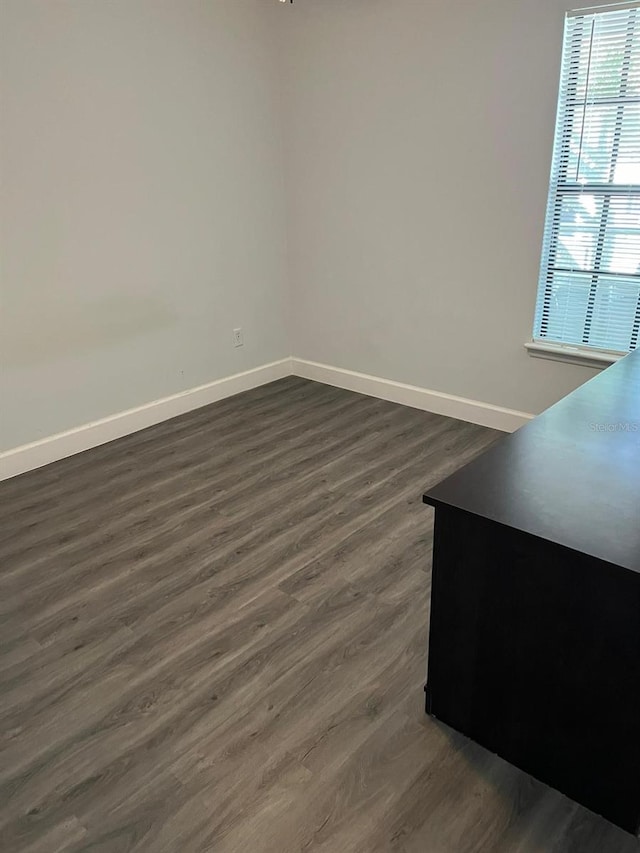 unfurnished room featuring dark wood-type flooring