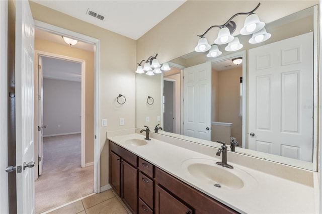 bathroom featuring vanity and tile patterned flooring