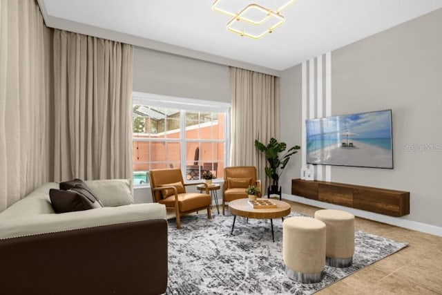 sitting room featuring tile patterned flooring