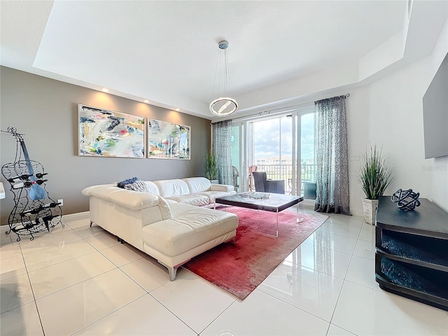 view of tiled living room