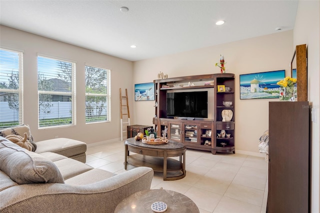 view of tiled living room