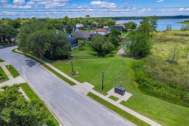 bird's eye view featuring a water view