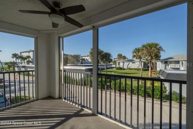 balcony with ceiling fan