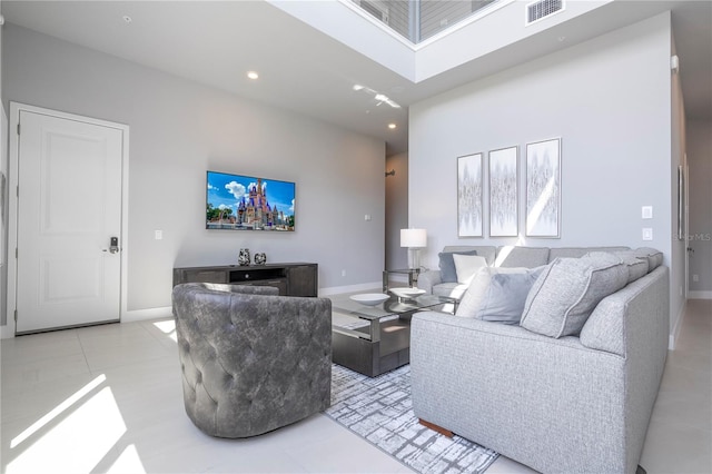 view of tiled living room