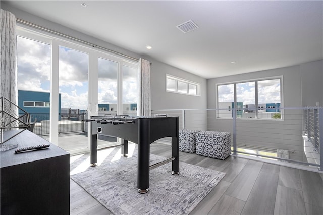 playroom featuring hardwood / wood-style floors and a wealth of natural light