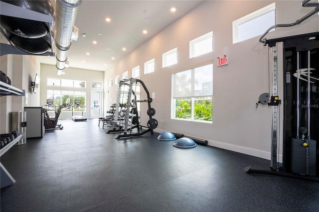 gym with plenty of natural light