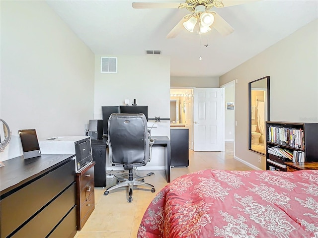 bedroom featuring ceiling fan