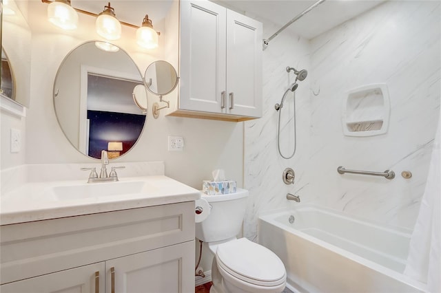 full bathroom with vanity, toilet, and shower / bath combo