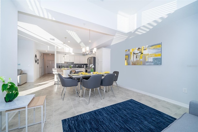 dining room featuring an inviting chandelier