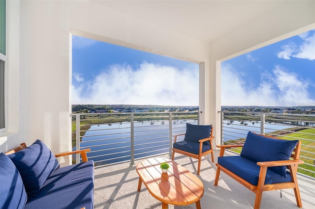 balcony with a water view