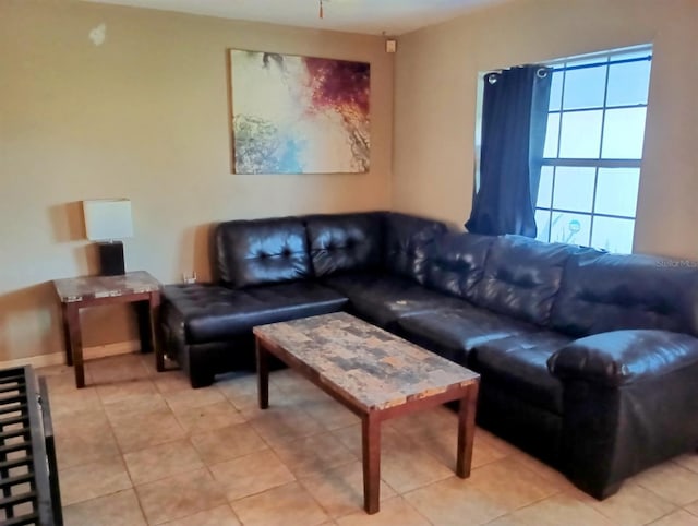 view of tiled living room