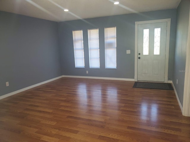 foyer entrance featuring dark hardwood / wood-style flooring