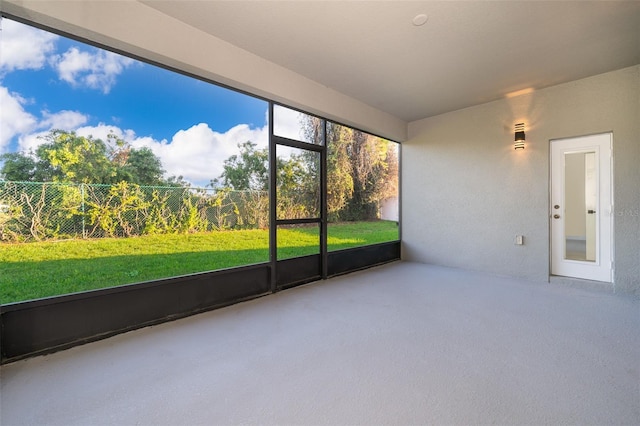 view of unfurnished sunroom