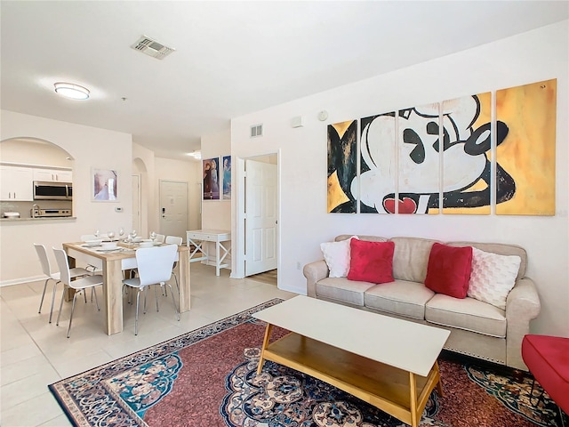 view of tiled living room