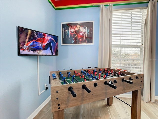 recreation room featuring hardwood / wood-style flooring