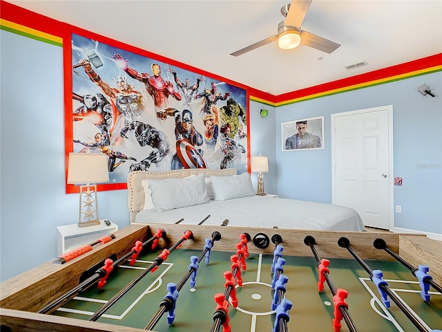 bedroom featuring ceiling fan